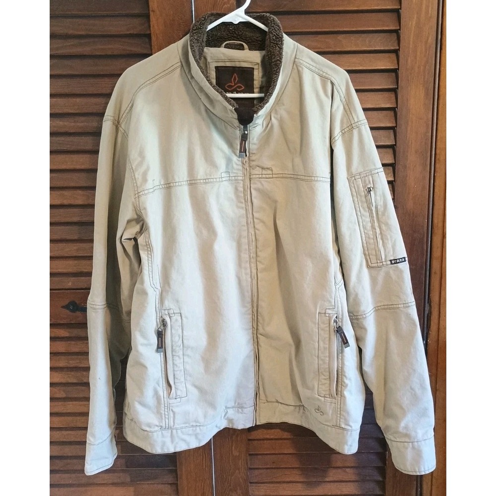 PRANA Xlarge Khaki Tan Lined Coat Winter Neutral Vintage Style Jacket